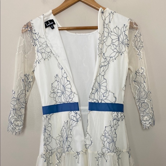 Lulus Elite Chic Cream Floral Lace Mini Skater Dress Size XS - Picture 13 of 16